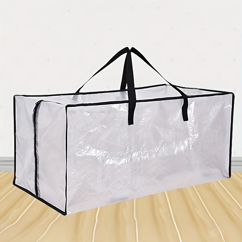 

Pp Material Large Transparent Waterproof Storage Bag With Handles, Portable Tote For Camping, , Moving, - No Electricity Needed, Other (accessory Organizers)