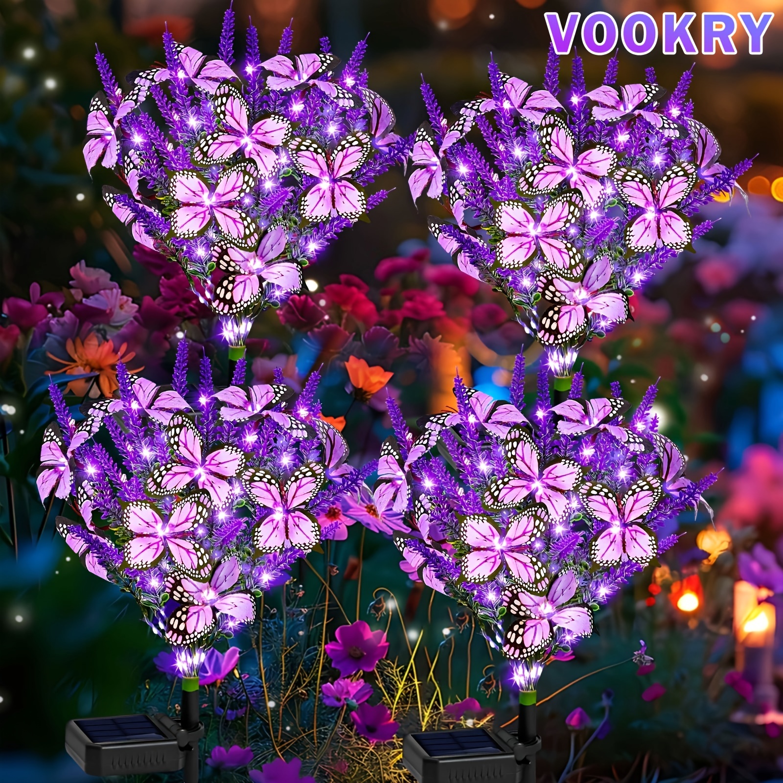 

Vookry 4 Pack Solar Garden Lights Outdoor, Purple Lavender Solar Butterfly Lights, Gardening Gifts, Light, Purple Solar Artificial Flower With Butterfly, Decor For Lawn Patio-purple