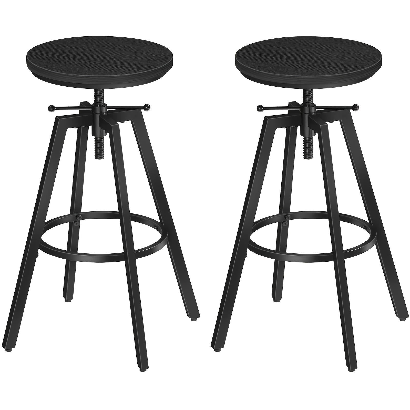 2pcs Industrial Round Bar Stools, Adjustable Height Counter Stools, Chairs For Kitchen Island, Living Room, Home Bar Pub, Black Gray Brown