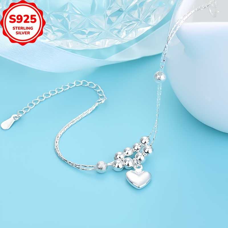 Hypoallergenic Heart Double Layer Bead Bracelet Gift for Women