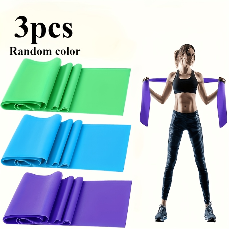 3pcs Color Random Yoga Resistance Band Set, 4 Level Resistance Tpe Elastic Stretch Band, Fitness Yoga Pilates Strength Training Equipment