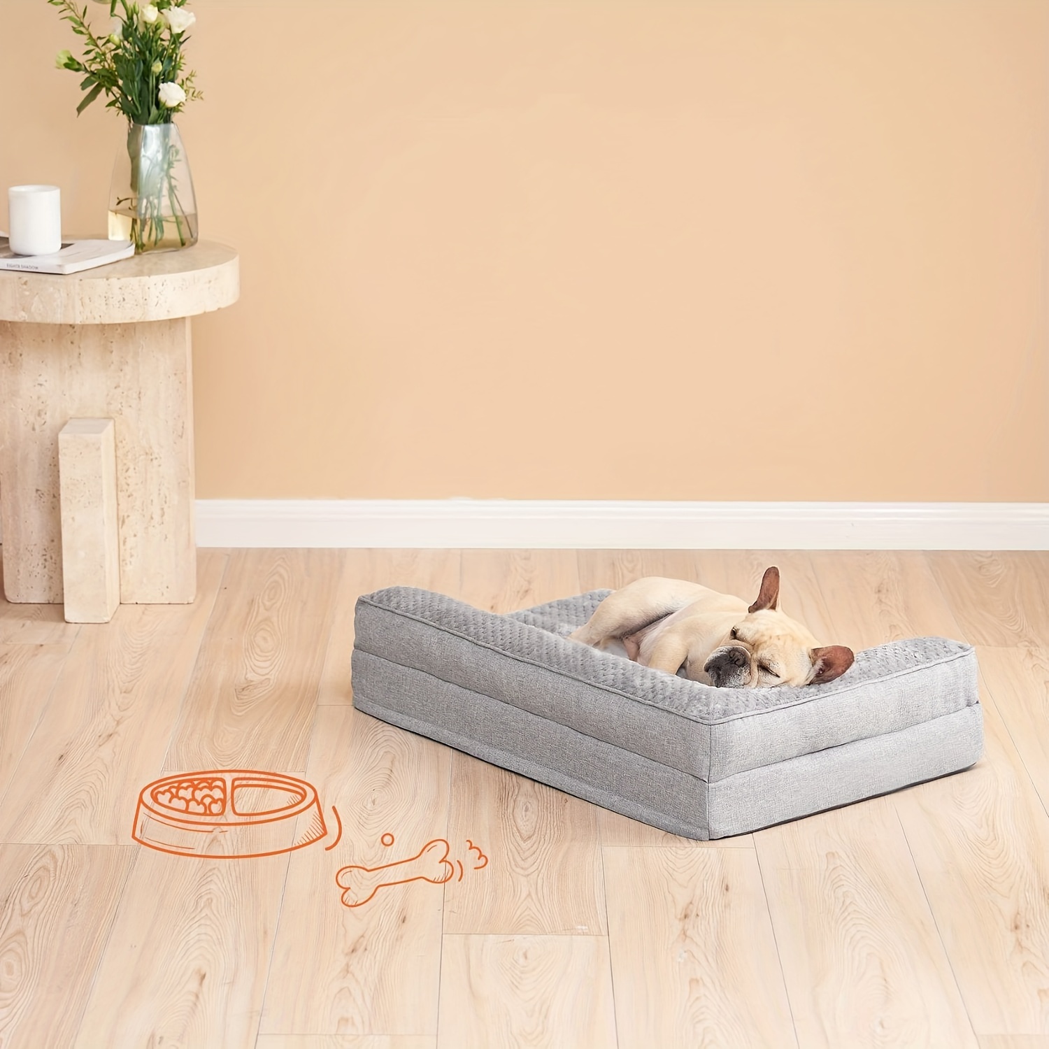 orthopedic dog bed for   plush gray polyester pet bed with ergonomic support durable rectangular design for medium large small extra small breeds pet winter bed plush pet sofa ergonomic pet sofa Product details 8