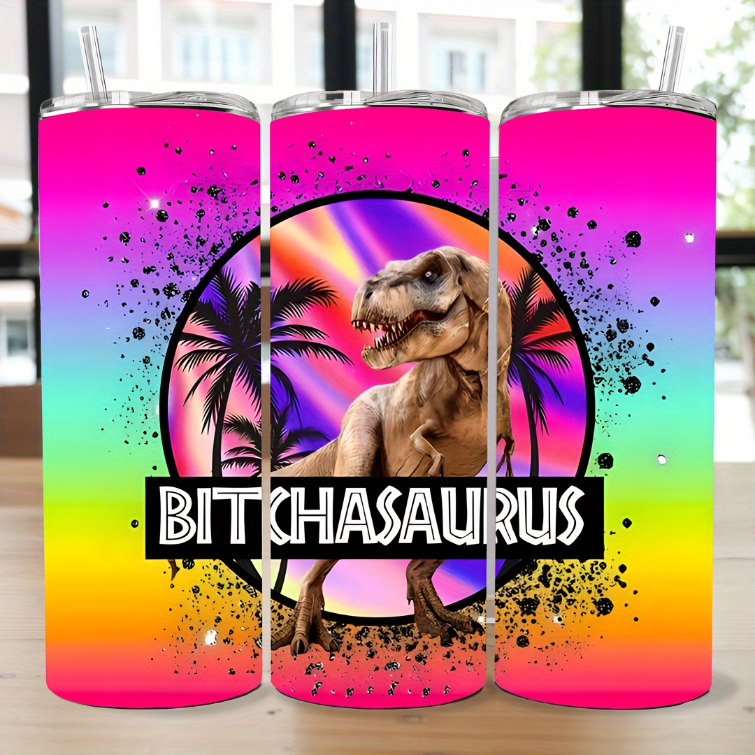 

20oz Dinosaur-themed Insulated Stainless Steel Tumbler With Lid - Leakproof, Reusable Coffee Mug For Hot & Cold Drinks - Perfect Gift For Friends, Ideal For Home, Travel & Outdoor Use