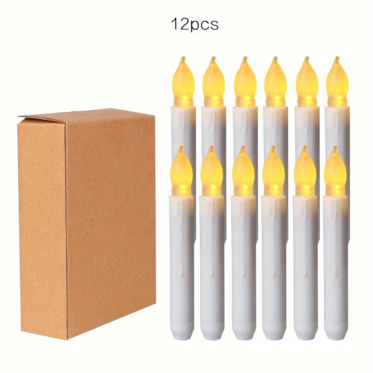 

12- Led Taper Candles , Battery Operated Flickering , Downlight For Types, , , Aa (batteries Not Included) - For , Mantles, Christmas & Halloween Decorations