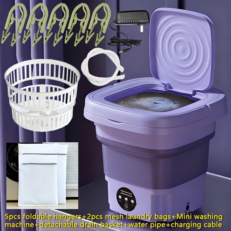 item picture foldable washing machine 2 11gal high capacity mini washer with 3   deep cleaning half automatic washt foldable washing machine with   dry for socks clothes towels delicate items purple