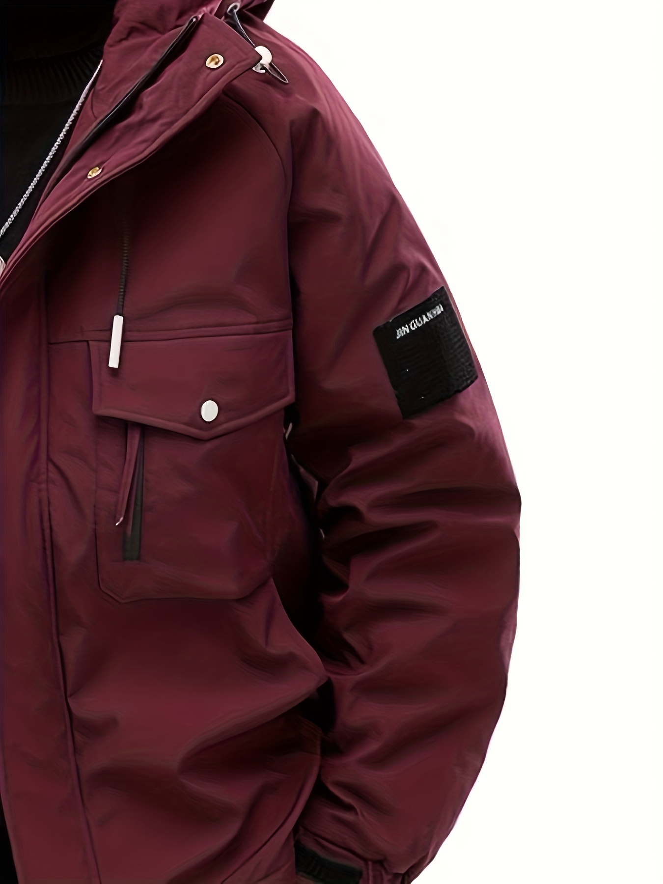 Men's Plus Size Warm Hooded Drawstring Jacket