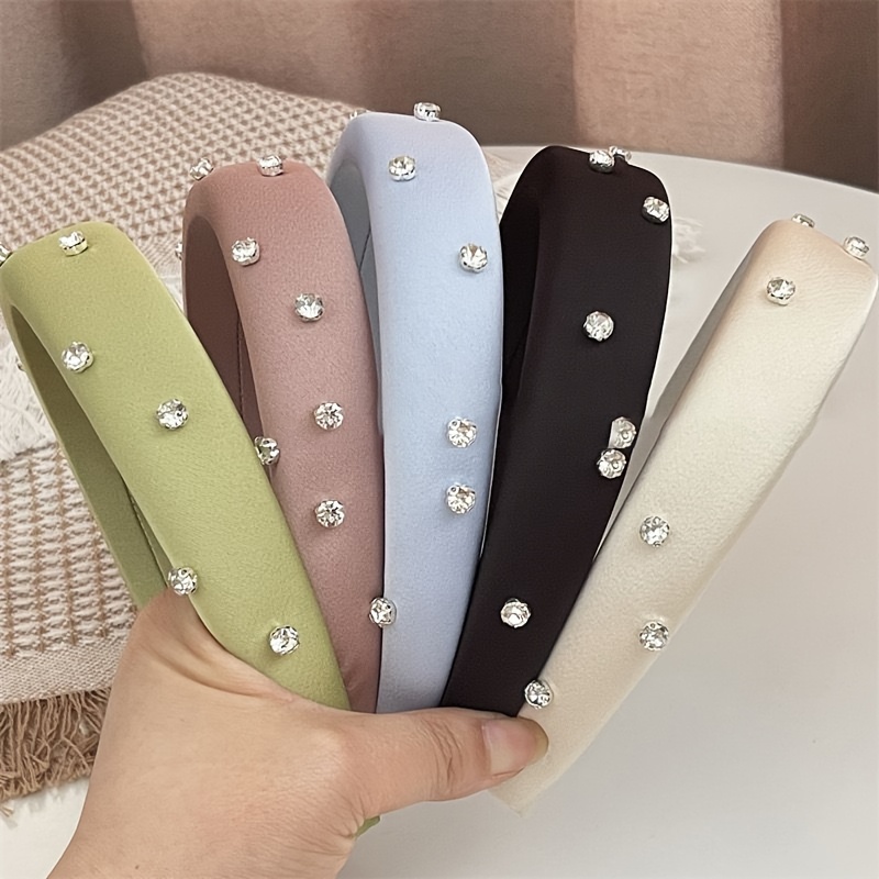 

Elegant -embellished Polyester Headband - Cute Solid Color Hairband For Dress Up, Single Piece, Non-feathered Hair Accessory For Women