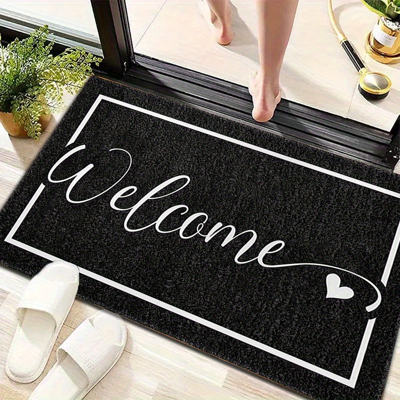 TEMU Welcome Heart Paillasson - Tapis d'Entrée Antidérapant avec Élégante "", Absorbant et Séchage Rapide pour Porte, Cuisine, Salle de Bain - Décor