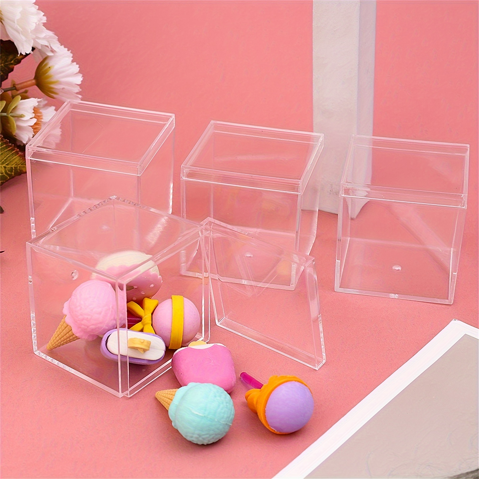 

1-pack Clear Acrylic Boxes With , Square Plastic Candy Storage Containers, Home Organizer Accessories