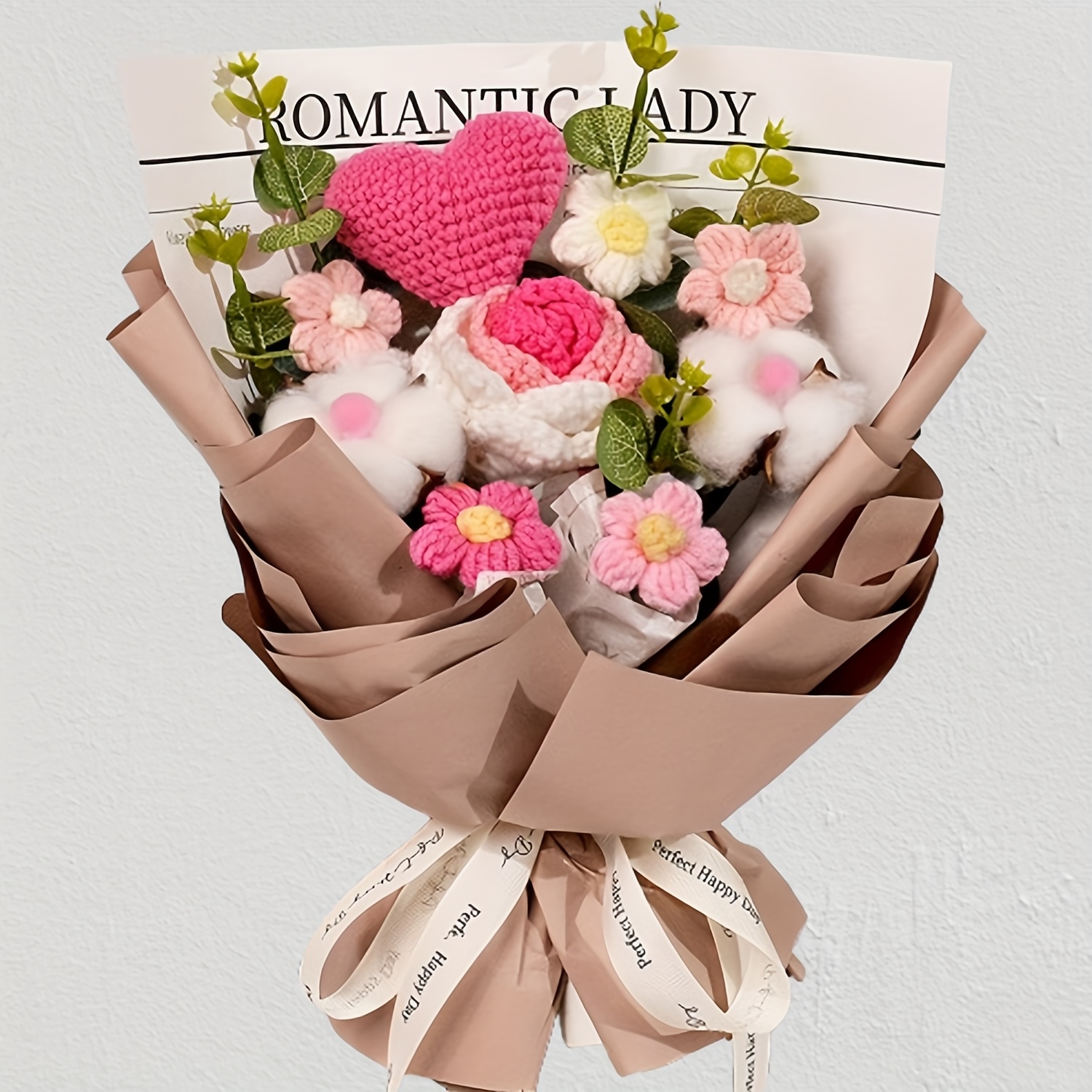 TEMU 1set, Handmade Crochet Rose Bouquet, Knitted Artificial Rose Flowers Bouquet, Great Kit Gift To Girlfriend Mom Women, Perfect For Valentines &