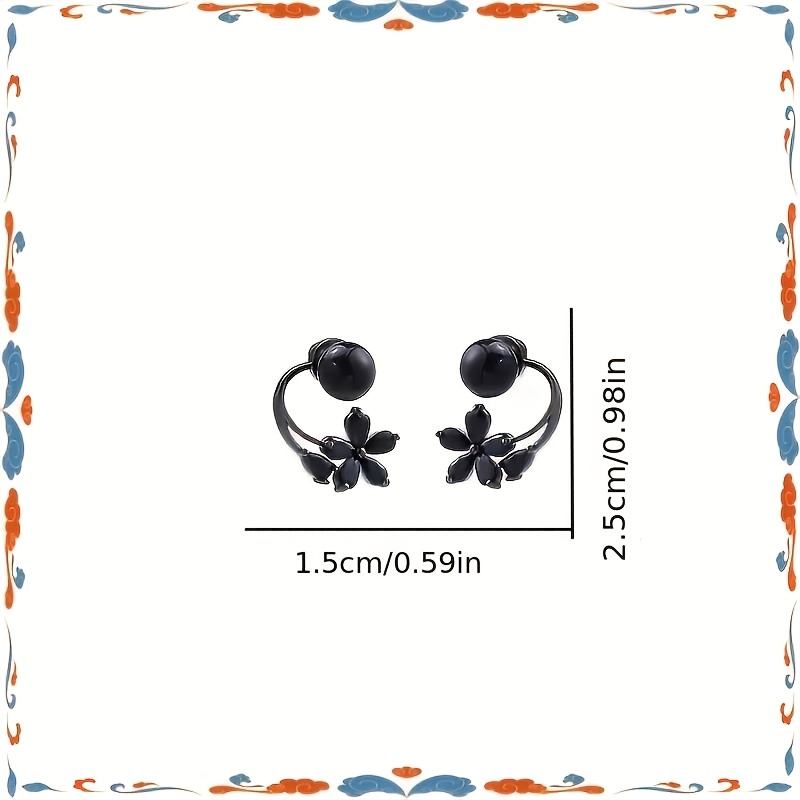 Women's Vintage Black Hyacinth Floral Stud Earrings, Everyday Wear