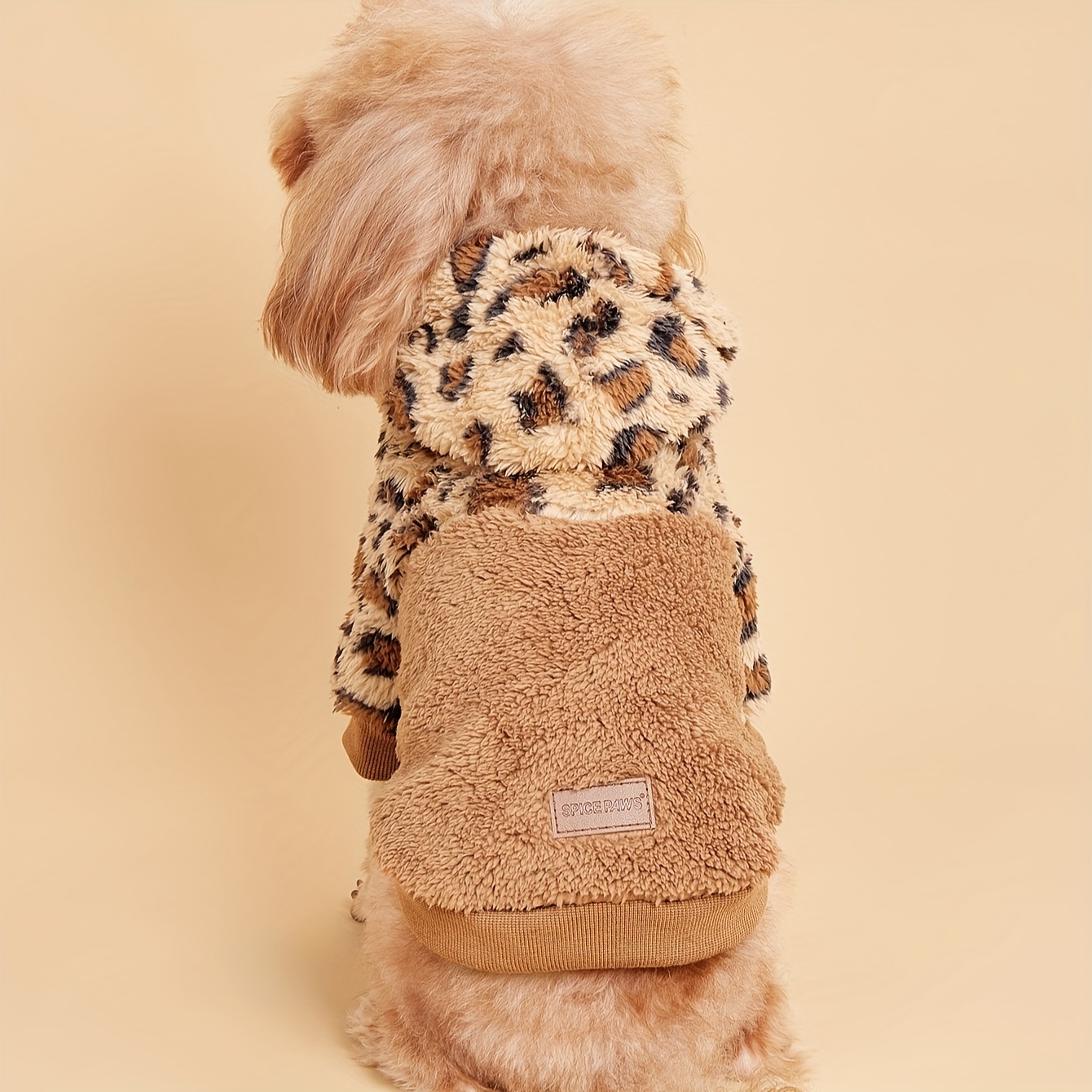 

Cozy Leopard Print Plush Dog Jacket - Winter Pet Coat For Small To Medium Breeds, Easy Pullover Design