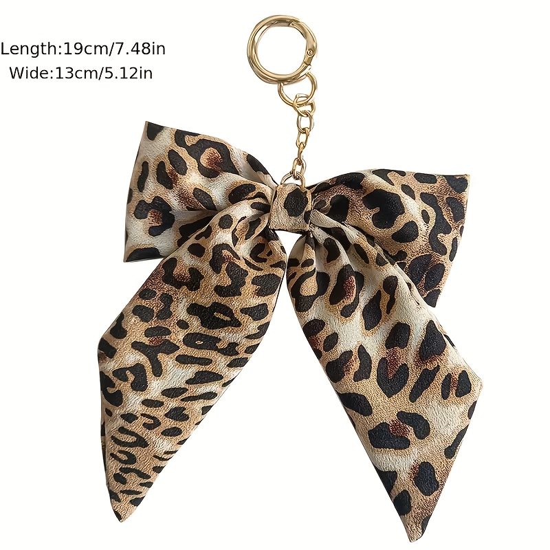 E-shop Einzelner Leopardenmuster Schleife Taschenanhänger | Elegantes Zinklegierung Schlüsselanhänger Zubehör für Damen Handtaschen, Geldbörsen und