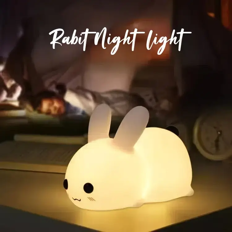 cute bunny night light usb rechargeable cute rabbit night light with touch sensor led night light adjustable brightness warm white lights collectible dolls for bedroom collectible dolls gifts for birthday christmas valentines day Product details 0