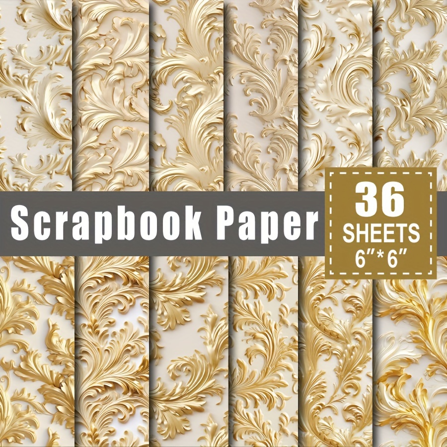 

36 Sheets Scrapbook Paper Pad In 6*6", Art Craft Pattern Paper For Scrapingbook Craft Cardstock Paper, Diy Decorative Background Card Making Supplies Gilt Flower