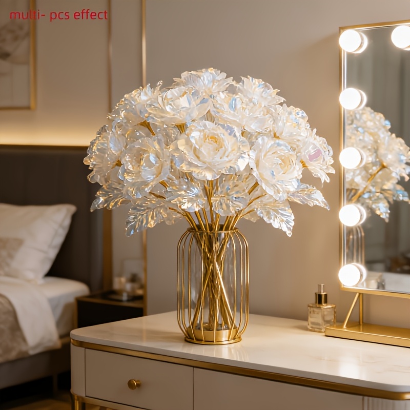 TEMU 5pcs Exquisite Artificial Gold-plated , Crystal Flowers, Suitable For Valentine's Day, Christmas, Thanksgiving, Mother's Day | Ideal Gift For