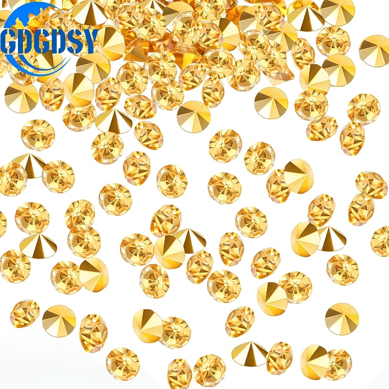4000pcs Sparkling Golden Acrylic Diamond Confetti - 3mm Table For Weddings, Birthdays, Graduations & Summer Events