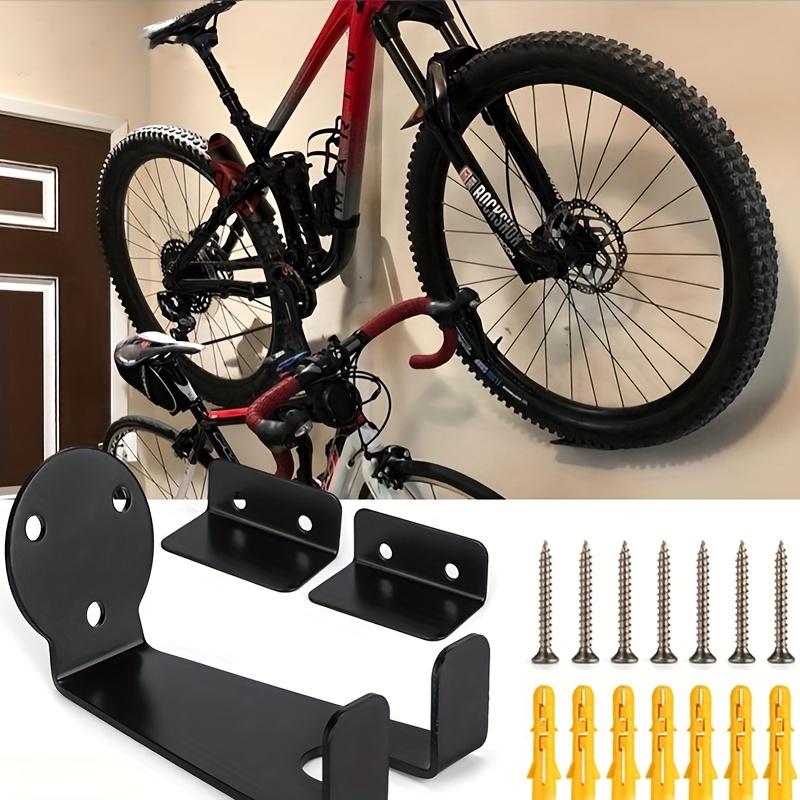 

Iron Bicycle Wall Hanger - Polished Finish Indoor Bike Storage Rack - Space-saving Hanging Shelf For - Durable Mountain & Road Bike Wall Mount With 120kg Capacity