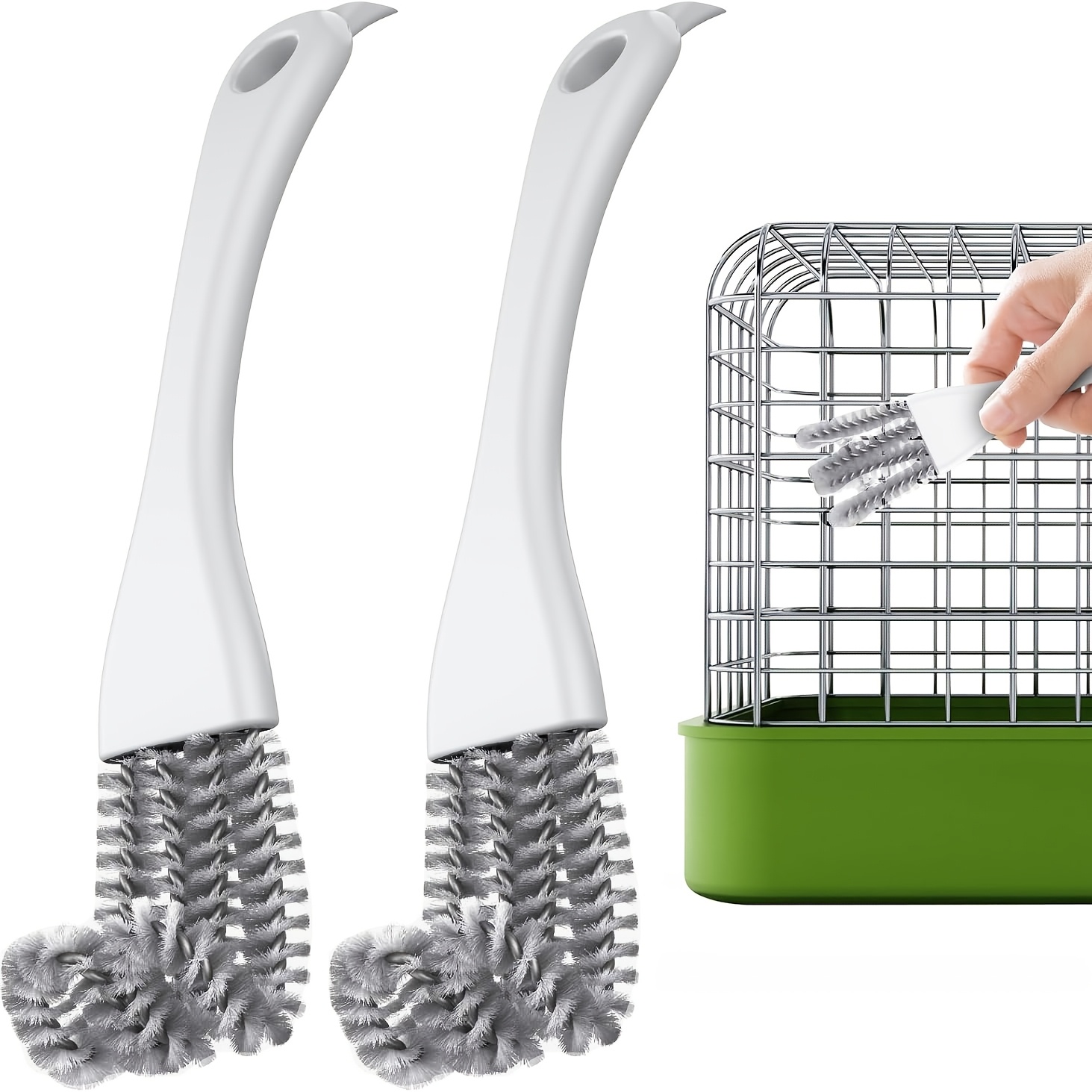 TEMU YINNOV Nettoyeur de cage d'oiseaux avec long manche et pelle, enrichissement des oiseaux, soin des oiseaux de compagnie, nettoyant léger, brosse