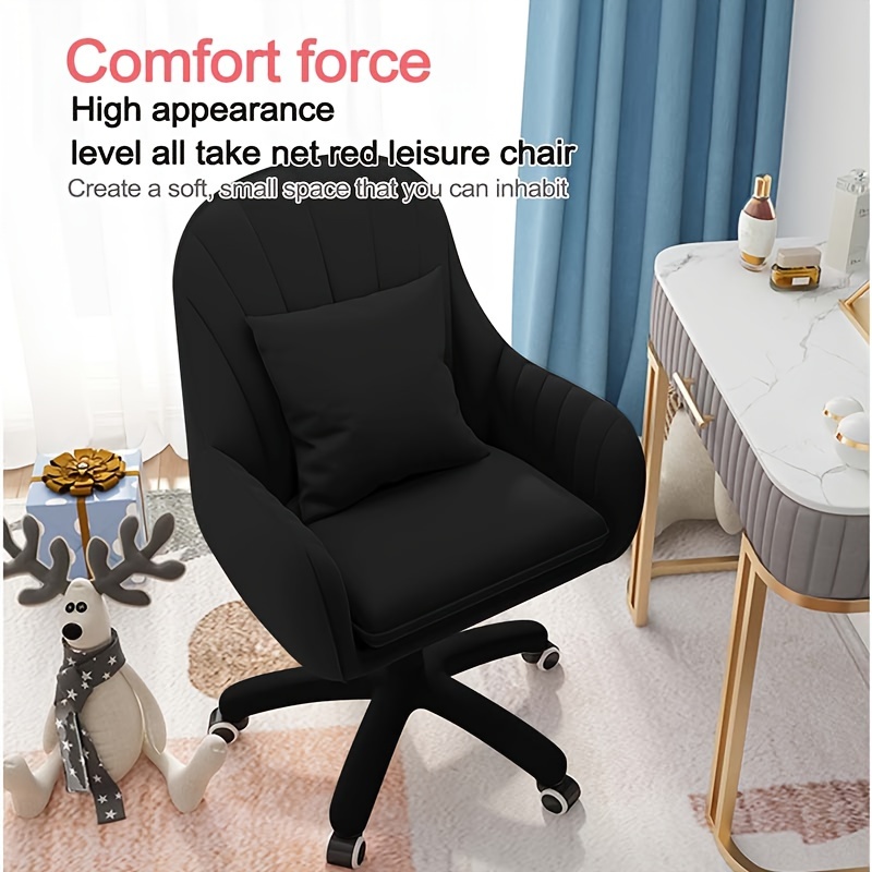 

Modern Velvet Armchair, Velvet Accent Makeup Chair Vanity Chair With With Mid-back Upholstered For Living Bedroom Home Office Kitchen, Black