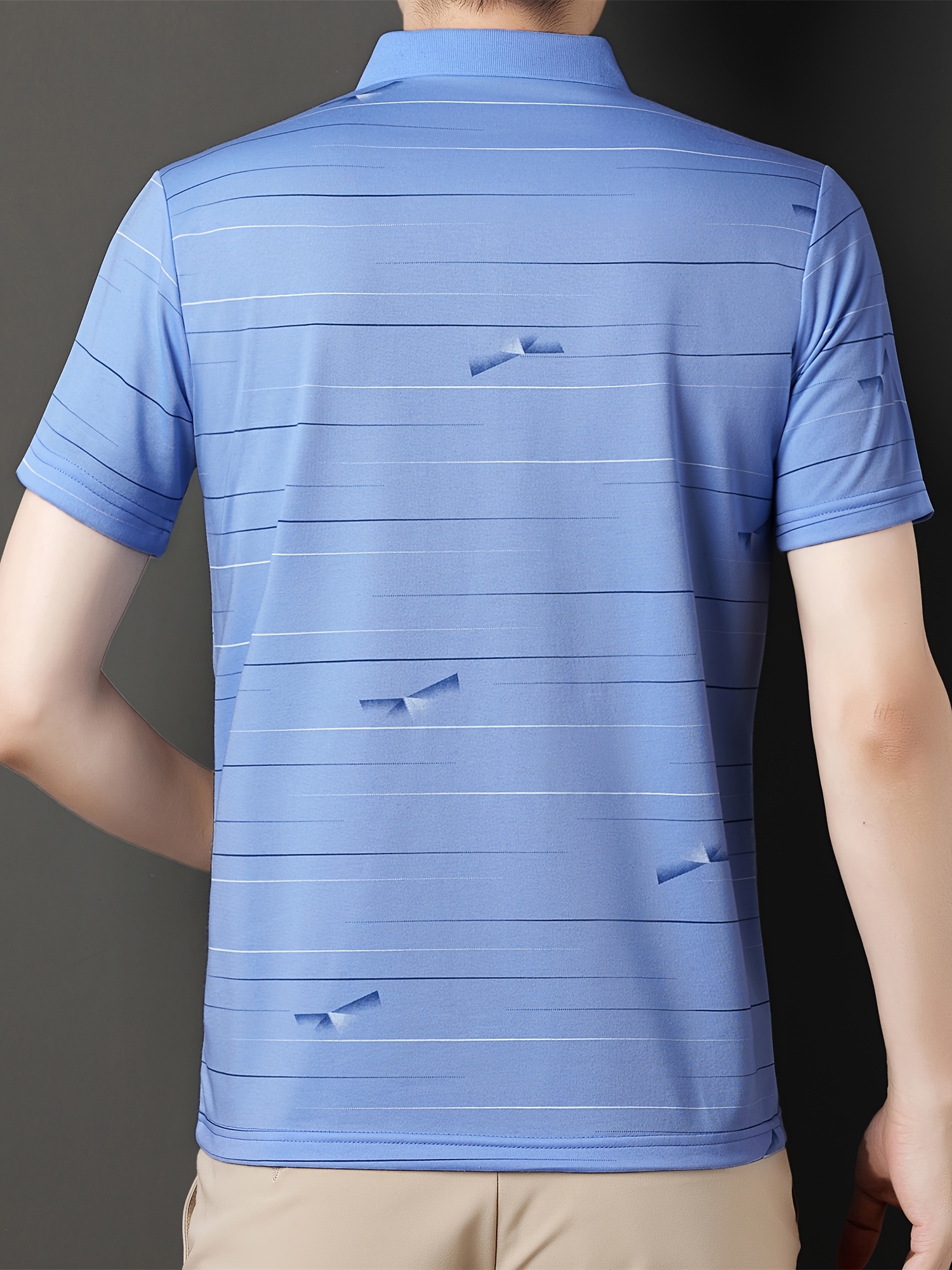 γolf shirt για άντρες - λευκό μπλε και λευκό στριφνό τσίκνο με κορδέλες, αέρας και υγρασία, ιδανικό για γκολφ, τένις, ακτιβισμό και καθημερινή ρουχισμό, τσίκνο για γκολφ, τσίκνο για τένις, καθημερινό τσίκνο με κορδέλες, μέτρια τension fabric Στοιχεία είδους 4