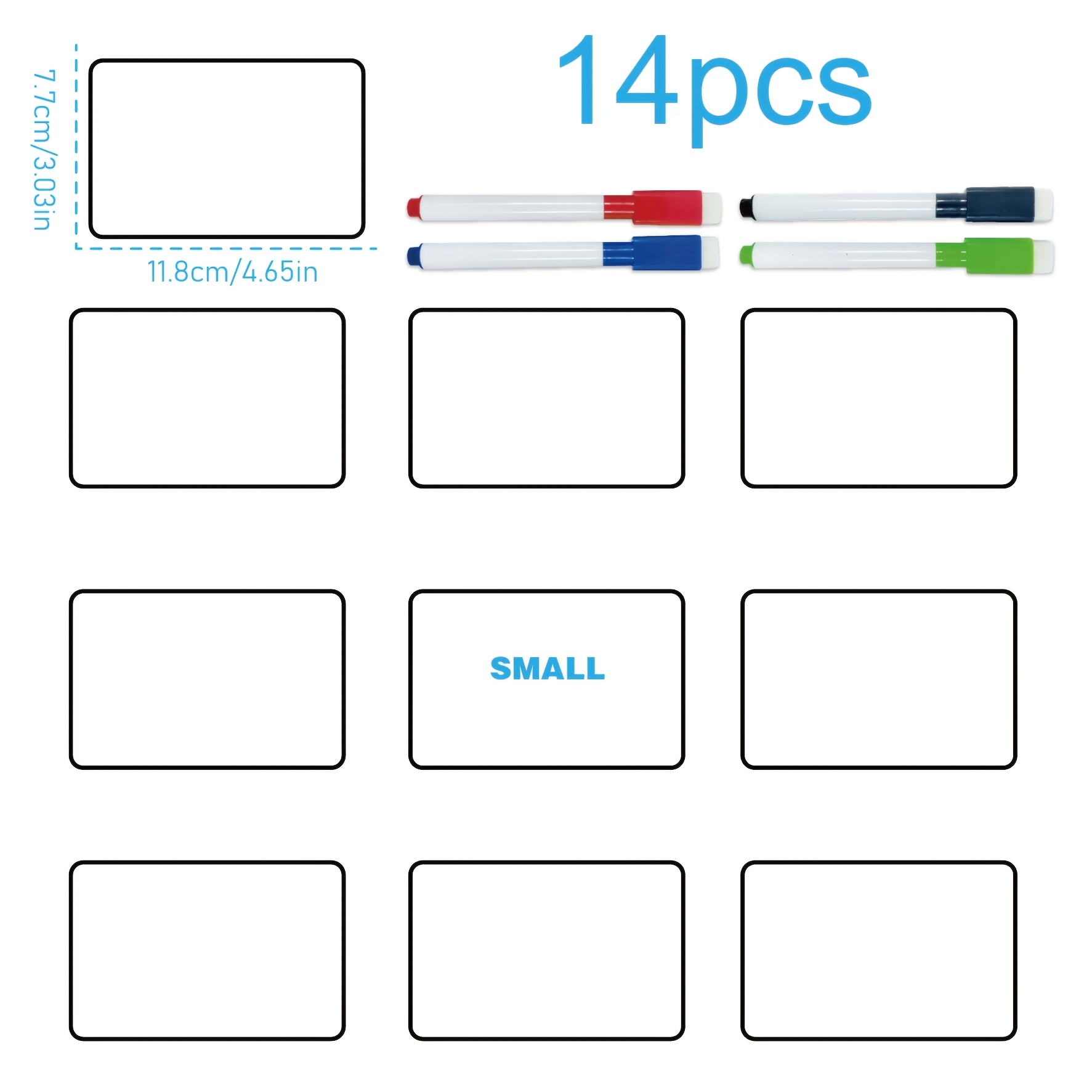 TEMU 14pcs Reusable Magnetic Sticky Note Set - 10 Magnetic Sheets + 4 Magnetic Pens, Universal For Whiteboards/refrigerators/lockers, Essential For