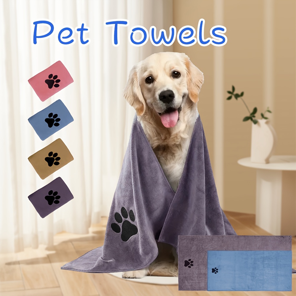 

1pc Microfiber Pet Towels For Dogs And Cats, Quick-dry And Absorbent, Durable And Fast-drying, Efficient Bathing Time Care, With Paw Print Design