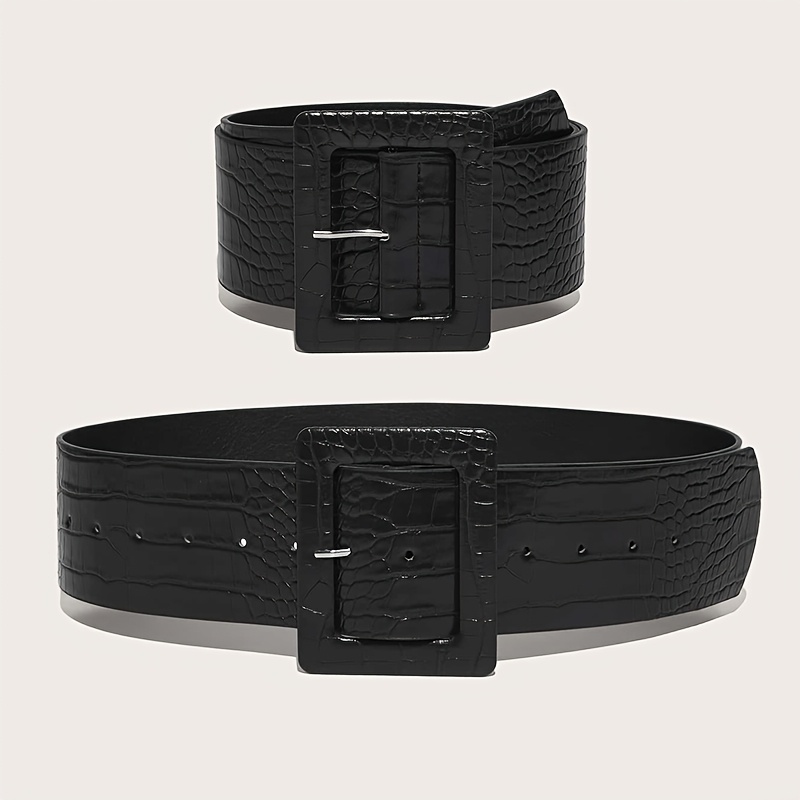 E-shop Krokodilmuster Schwarzer Ultra-Breiter Gürtel Geeignet für 62-92Cm Taillengürtel Ultra-Breiter Schwarzer Taillenbund Party Hosen Dekoration