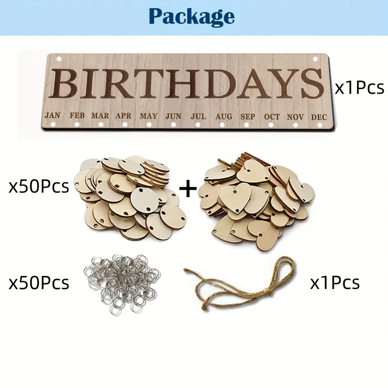 TEMU 1 Set Of Wooden Birthday Calendar Reminder Device, With Labeled Wall-mounted Family Birthday Board. Suitable For Families And Offices, As A Gift