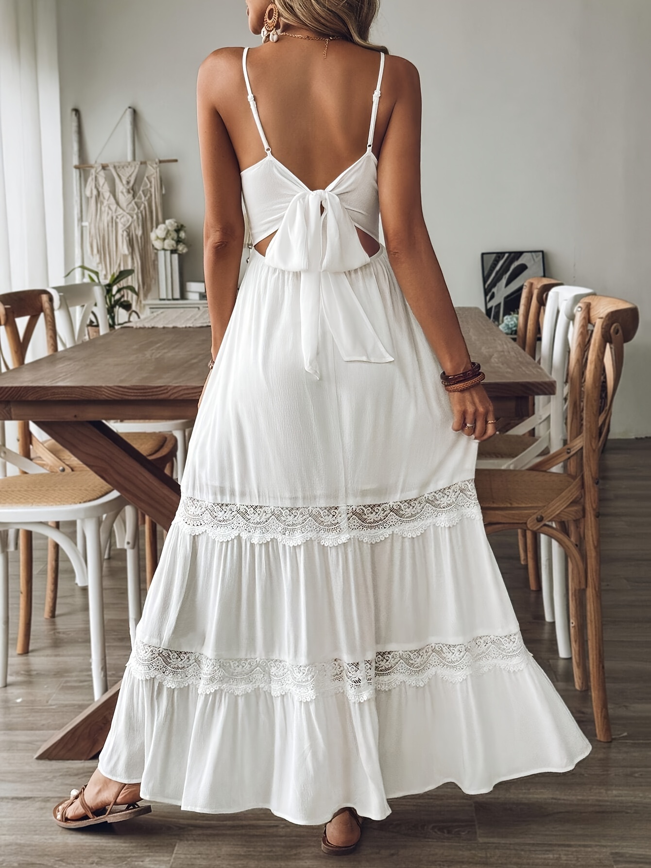 green emerald velvet dress Evalyn Tiered Ruffle Maxi Dress • Shop American Threads Women's Trendy Online Boutique White / L main image 0