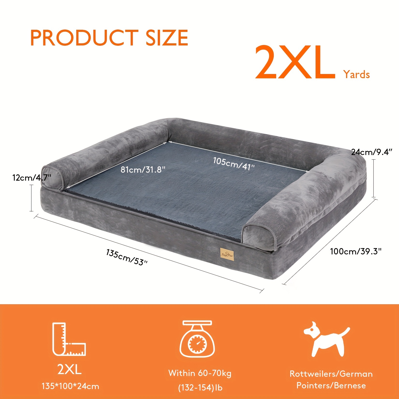 TEMU Durable Large Dog Bed: Large -type Dog Bed, Orthopedic Sponge Foam Pet Dog Couch Bedding, Removable Washable Cover, Winter And Summer Use