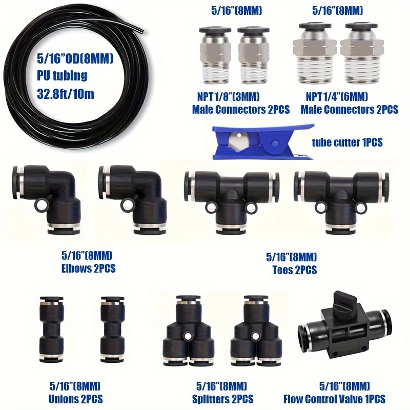 Metaland 3/8" OD Polyurethane Pneumatic Tubing - 32.8ft Black Air Hose For Compressors, Fluid Transfer & More