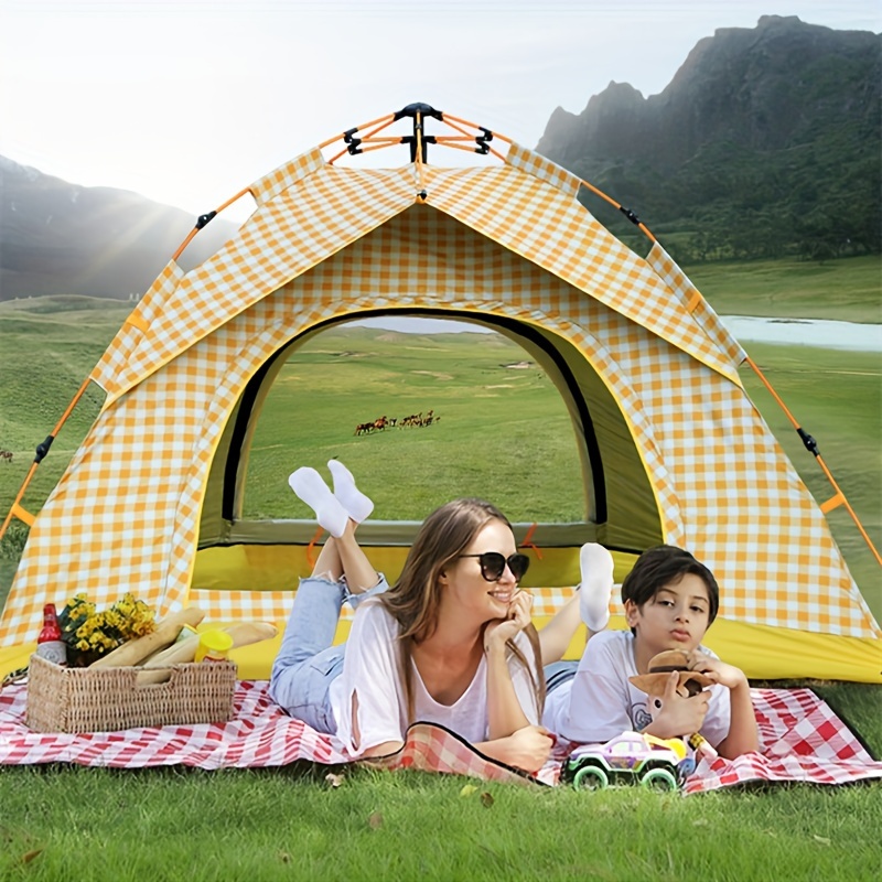 1pc 屋外キャンプ両開き全自動クイックオープニングテント、旅行用 