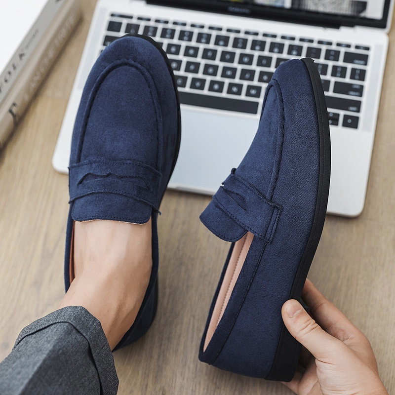 New Fashionable British-Style Men's Loafers, Slip-On Dress Shoes, Korean-Style Club Hairstylist Trendy Shoes