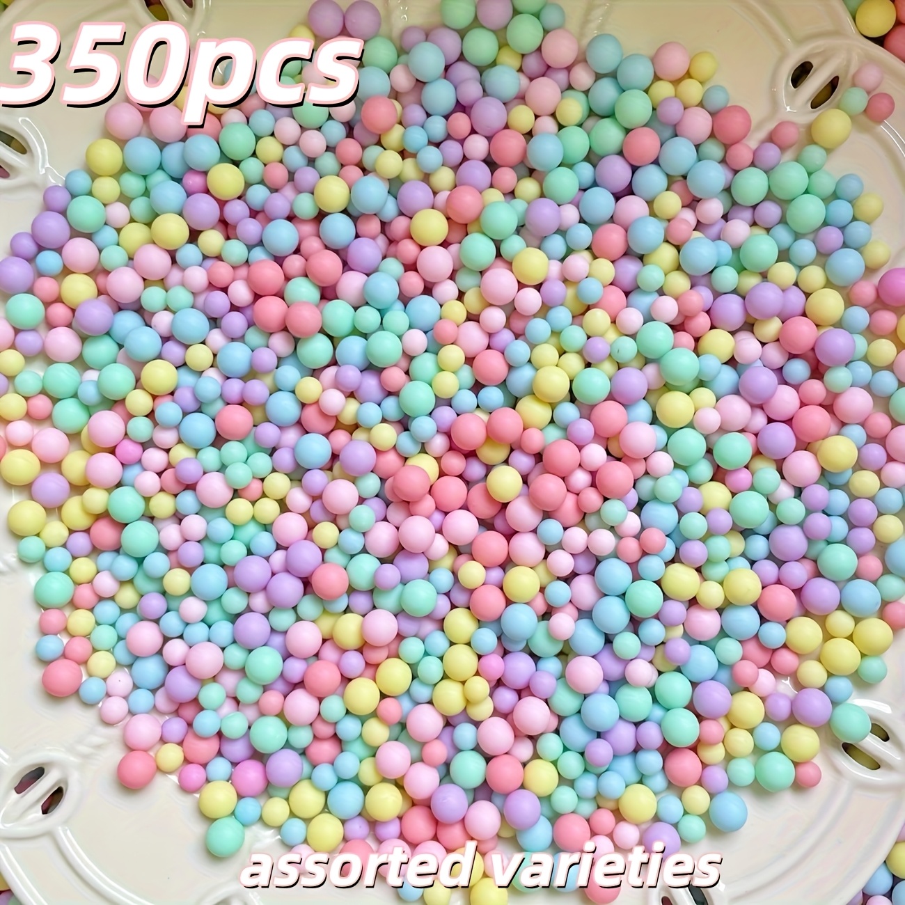 Image of 350pcs Random Mixed Color Macaron-colored Hole-free Resin Bead Jewelry Set, Suitable For Making, Craft Supplies, Diy Hair Accessories, And Phone Decorations, Bead Assortments