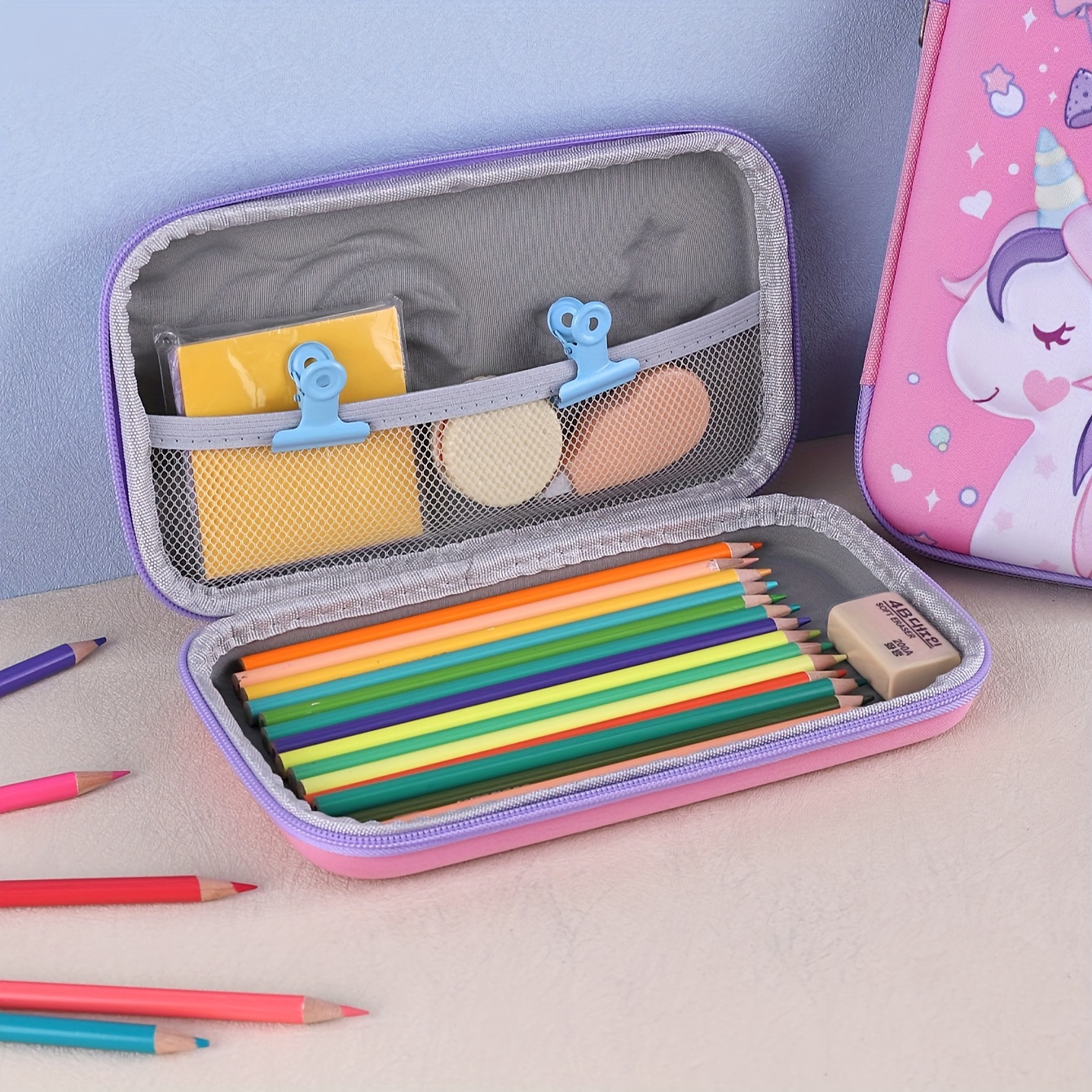 Trousse Scolaire 3D Licorne – Grande Capacité Imperméable Pour Fille – Porte-stylos Multifonction Avec Fermeture Éclair – Cadeau Rentrée Scolaire
