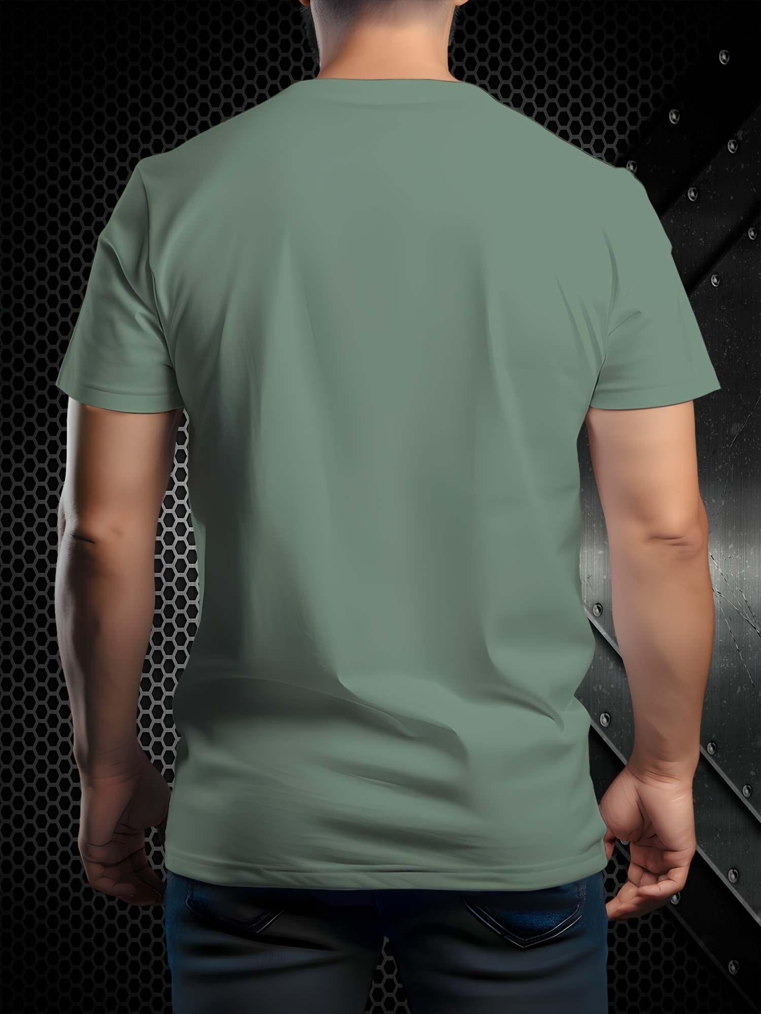 Men's Alpha American Flag Graphic Print T-Shirt - Breathable 100% Polyester Casual Short Sleeve Tee, Regular Fit Round Neck Summer Top for Casual Attire, Bold Letter Design, Smooth Texture Fabric