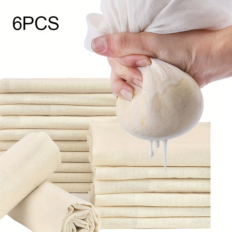6pcs Unbleached Filter Cloths - Suitable For Cooking, Cheese Making, Baking, And Cold Brew Coffee - , Reusable