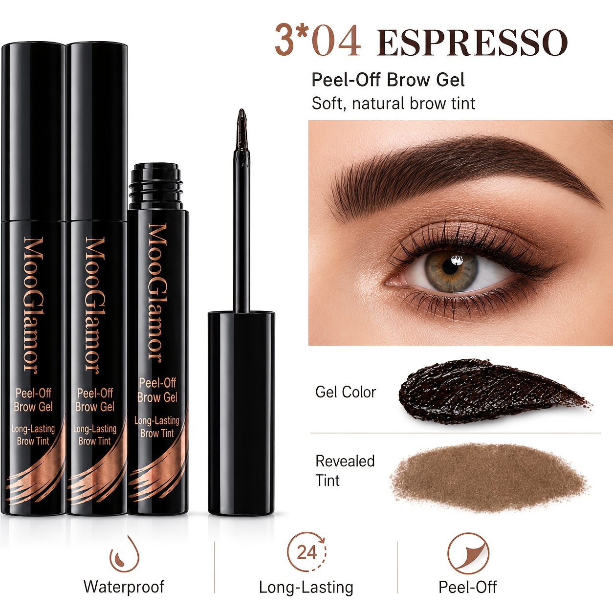 Image of 3pcs Set Of Four-color Waterproof Eyebrow Tattoo Gel, With Long-lasting And Easy-to- Formula, Allowing Free Shaping Of Eyebrow Types. Suitable For Beginners, Applicable To , An Ideal Gift