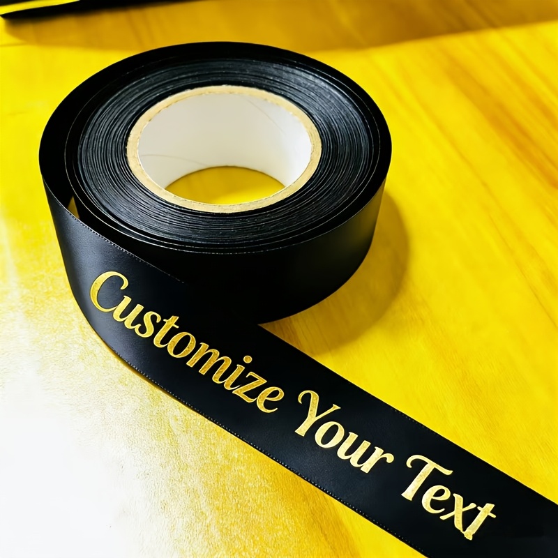 E-shop Individuell gestaltetes Geschenkband 400 cm x 3 cm, Premium-Schwarz mit goldener Beschriftung für einen eleganten Akzent