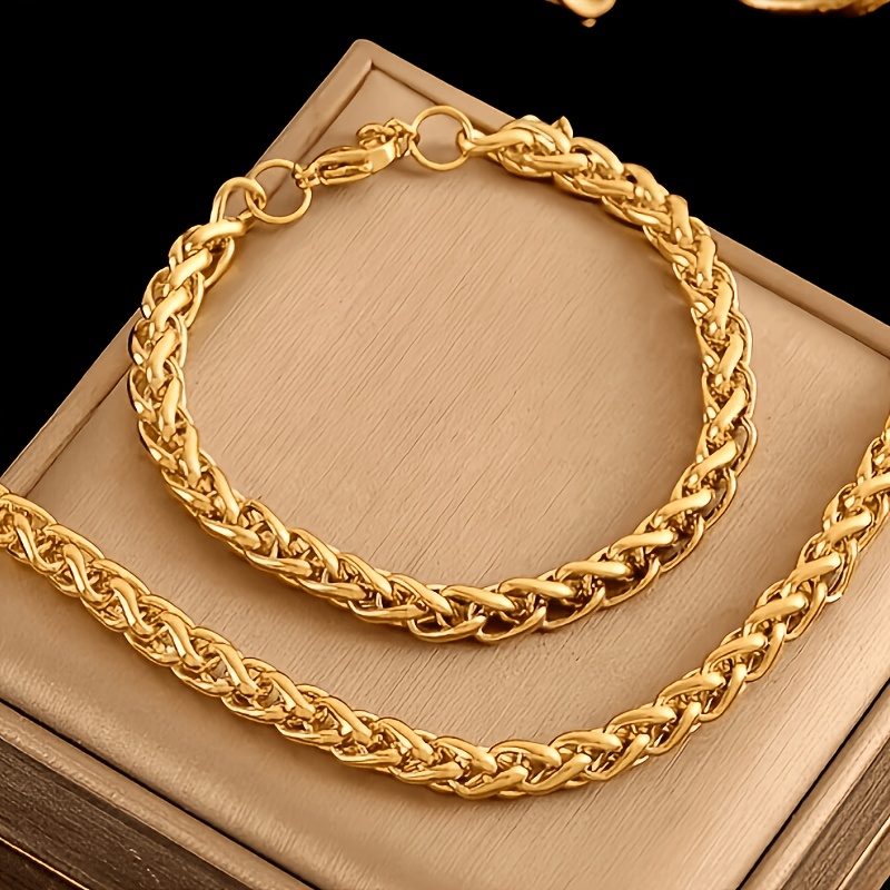 TEMU 2pcs: Keel Necklace + Keel Bracelet Set, High-quality Hypoallergenic Men's Jewelry Set, Suitable For Daily Wear, The For Gifting