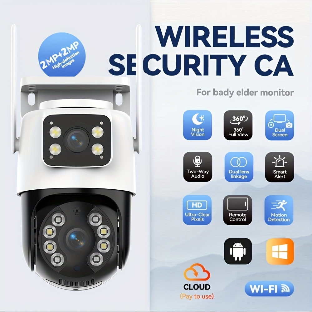 dual lens indoor outdoor security camera design color night office security monitoring baby elderly pet care camera details 1