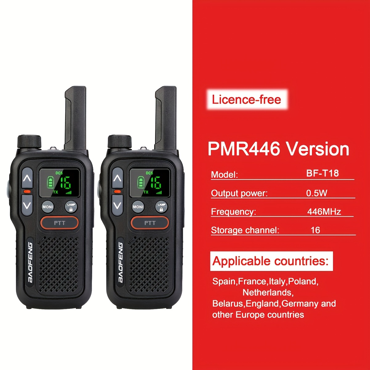 Baofeng 2pcs Mini Walkie Talkie Pmr446 Usb Portable Radio Dual Ptt Walkie-talkies Bf-t18 Portable Radio For Hunting Cafe