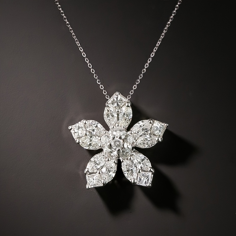 E-shop Elegante volle Zirkonia-Blumen-Halskette für Damen, , Hochzeiten, Verlobungen, Dates, exquisite Schmuck-Geschenke für Liebende