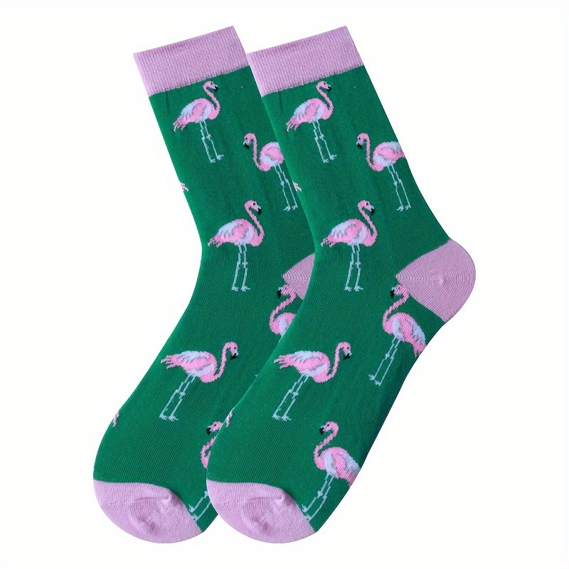 

Flamingo Pattern 1 Pair Men's Mid Calf Crew Socks, Simple All- Comfy Casual Sports Socks For Basketball Running