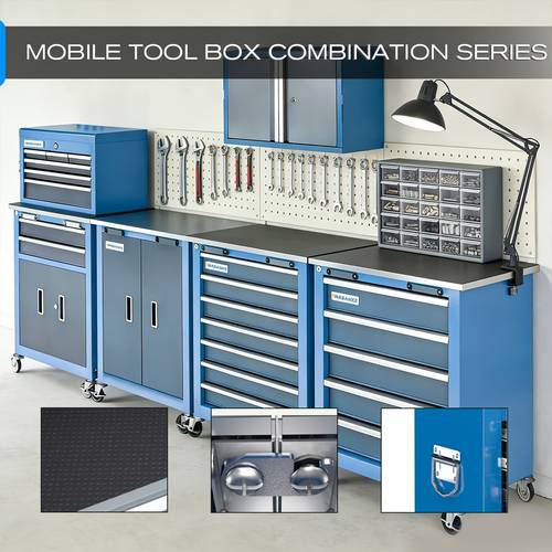5 different types tool chest combination rolling tool cabinet with stainless countertop tool cabinet with connection wheels and pads portable tool box inside