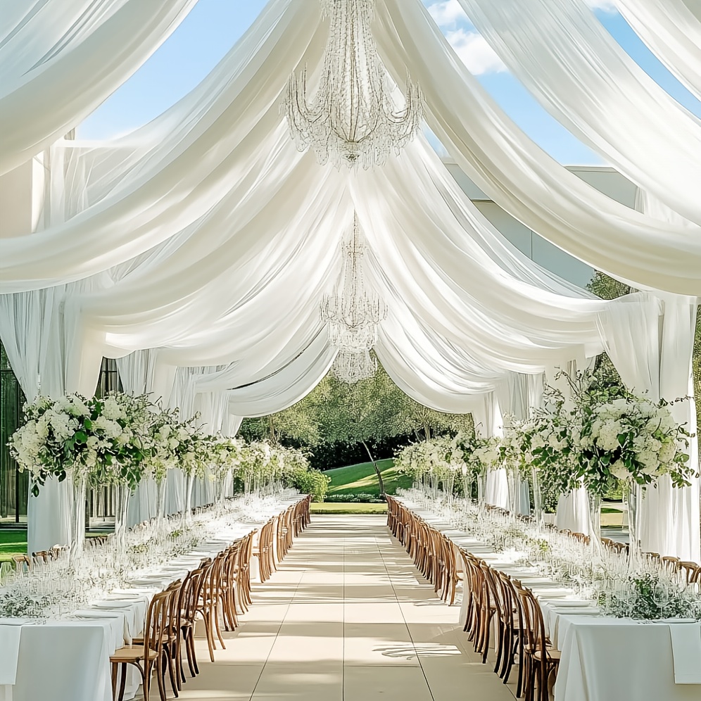 Premium 52.5ft White Tulle For Christmas Wedding And Holidays, Sheer Fabric For Party Decor (birthday/valentine's Day/halloween), Lightweight Draping Curtain