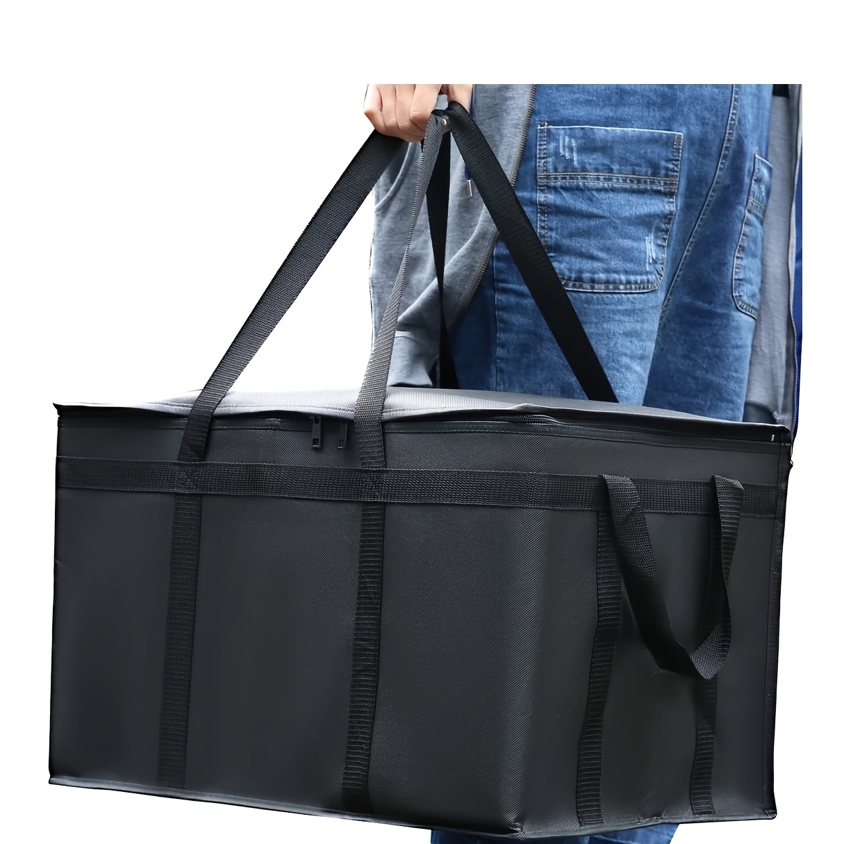 TEMU 1pc Xxxl Oversized Red Insulated Delivery Bag - Cold-resistant, Heat-resistant, Foldable, And Durable With 2mm Grid-pattern Pearl And Non-woven