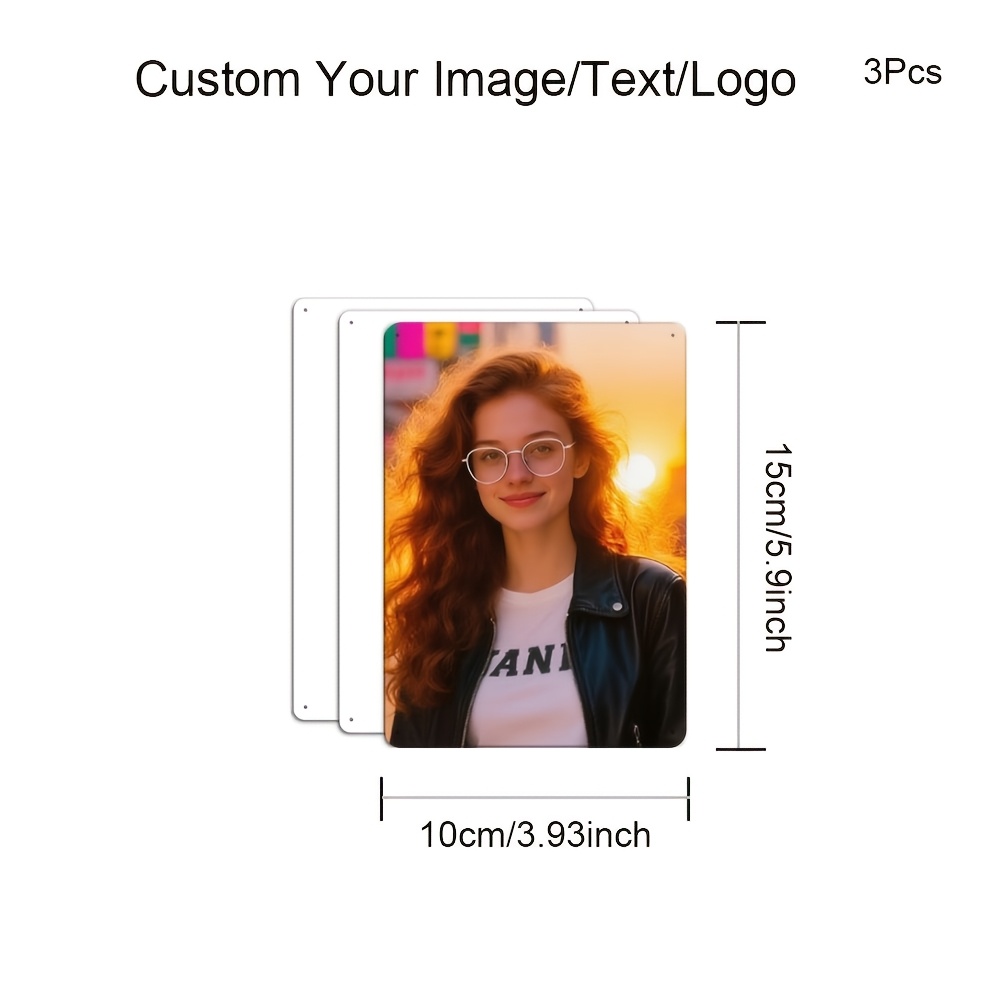 TEMU [2d Flat] 3pcs Personalized Picture Custom Aluminum Plate Plaque Rounded Edge Perforated Metal Aluminum Board Painting Aluminum Garden Sign Diy