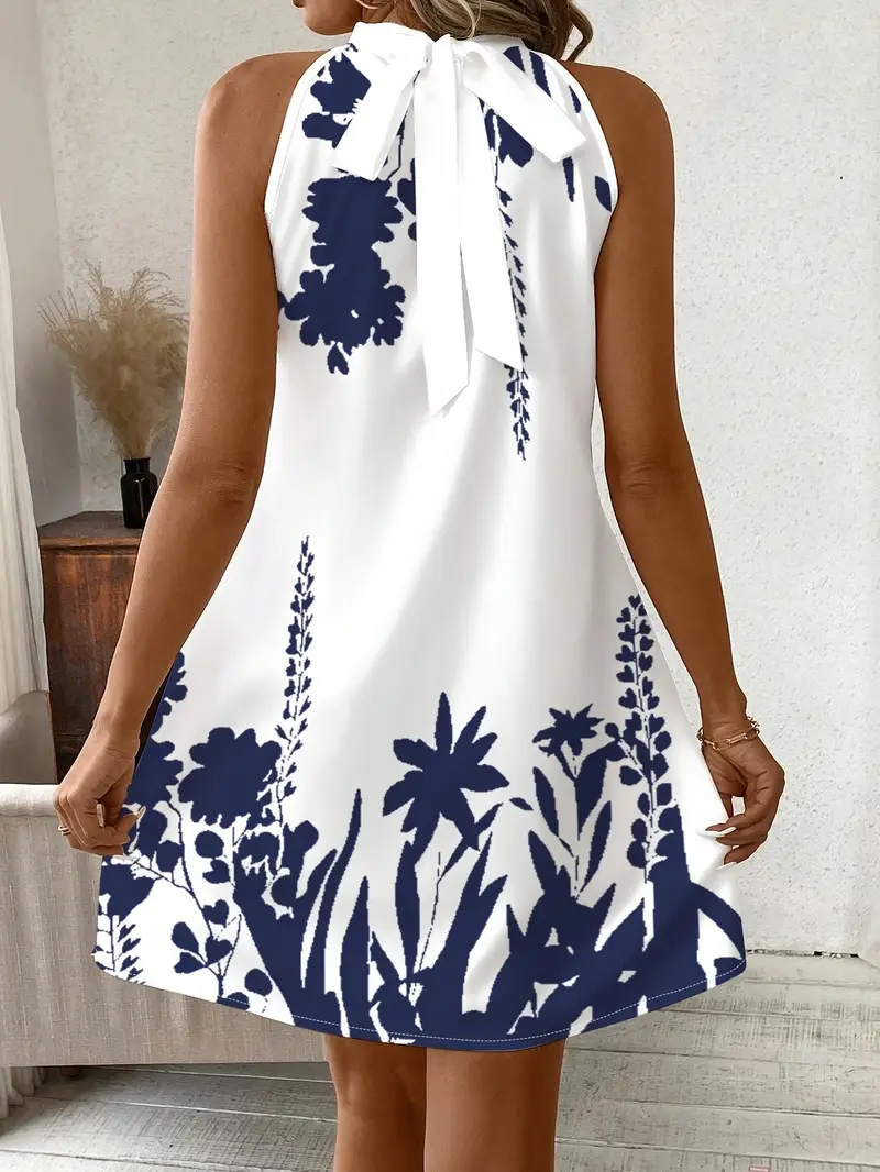 womens summer halter neck dress black white floral print a - Temu Hungary womens summer halter neck dress black white floral print a - Temu Hungary